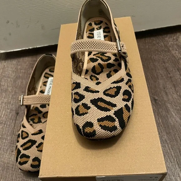 Steve Madden Women’s Leopard Print Mary Janes in Tan and Black - Picture 1 of 3
